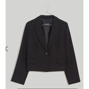 Madewell $178 Cropped Tuxedo Blazer in Black Size S NH851